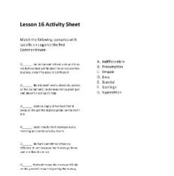 The 1st Commandment of God - Activity Sheet - Grade 3-5